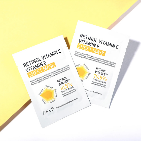 APLB Retinol Vitamin C Vitamin E Sheet Mask maska w płachcie z retinolem i witaminami C i E 25 ml