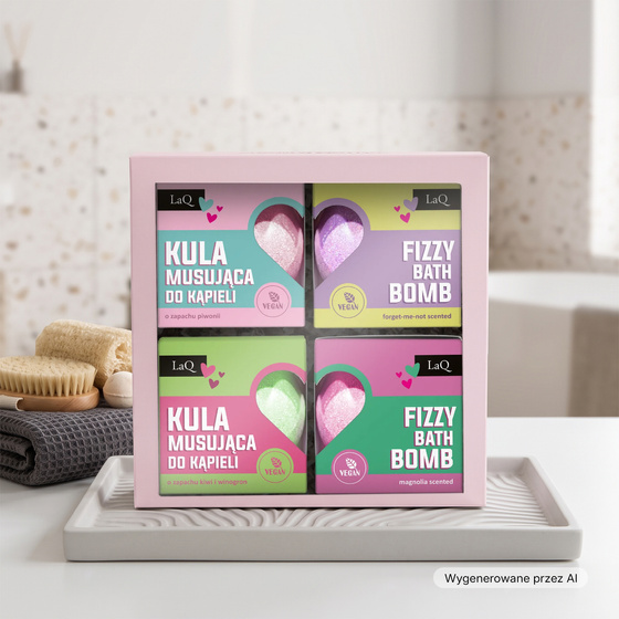 LaQ zestaw prezentowy musujące kule do kąpieli Twój Bilet do Domowego SPA 4 x 135 g