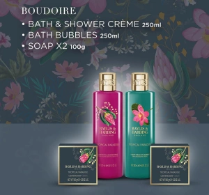 Baylis & Harding Boudoire zestaw prezentowy krem pod prysznic i do kąpieli 250 ml + pianka do kąpieli 250 ml + mydło w kostce 2 x 100 g