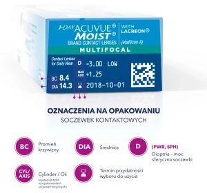 1-DAY ACUVUE® MOIST MULTIFOCAL soczewki kontaktowe 30 sztuk / 8.4 / +4.00 / M