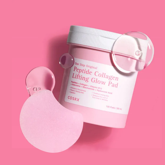 COSRX One Step Original Peptide Collagen Lifting Glow Pad płatki rozświetlająco-liftingujące z peptydami i kolagenem 100 sztuk