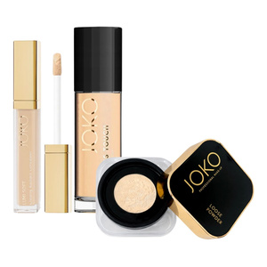 Joko zestaw do makijażu twarzy Luminous Touch rozświetlający podkład z serum 30 ml+ Lumi Soft rozświetlający korektor 6,5 ml + Loose Powder sypki puder 8,5 g
