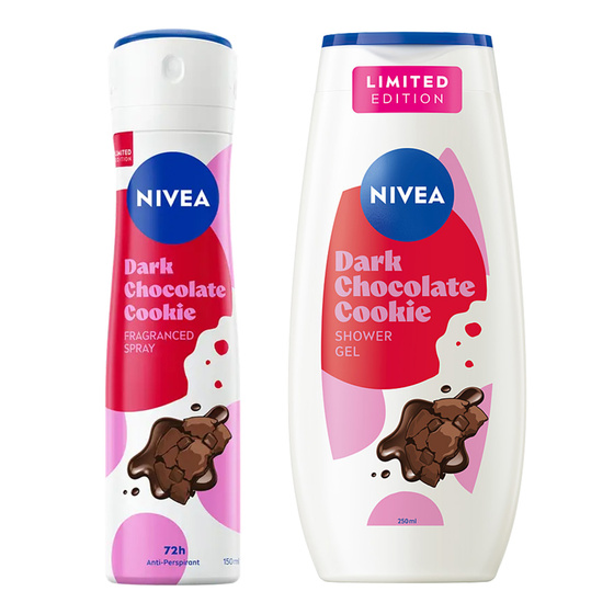 NIVEA Dark Chocolate Cookie zestaw perfumowany antyperspirant w sprayu 150 ml + żel pod prysznic 250 ml