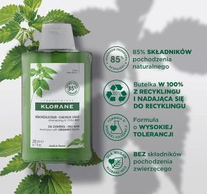 Klorane Organiczna Pokrzywa szampon do włosów przetłuszczających się 200ml