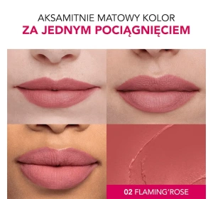 Bourjois Rouge Velvet Lipstick matowa pomadka do ust 02 Flaming Rose 2,4 g