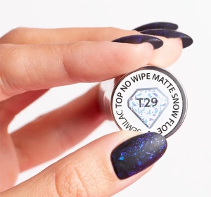 Semilac Merry Confetti matowy top hybrydowy z drobiną T29 Top No Wipe Matte Snow Floe 7 ml