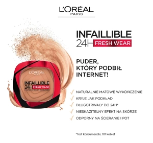 LOREAL INFAILLIBLE 24H FRESH WEAR PODKŁAD W PUDRZE 020 IVORY 9G