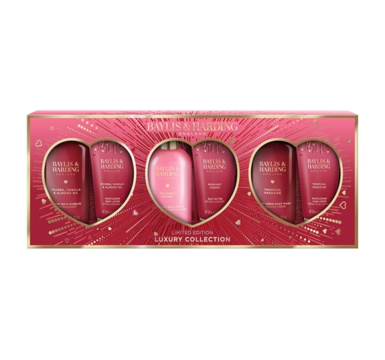 Baylis & Harding Luxury Collection zestaw prezentowy pianka do kąpieli 300 ml + balsam 130 ml + mgiełka 250 ml + masło do ciała 130 ml + krem do rąk 130 ml + żel pod prysznic 300 ml