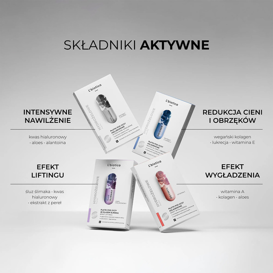 L'Biotica Home SPA hydrożelowe płatki pod oczy ze Śluzem Ślimaka Odmładzające Efekt Liftingu 2 x 3 sztuki