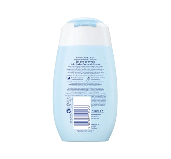 NIVEA BABY żel 2w1 do mycia ciała i włosów na dobranoc dla dzieci 200ml