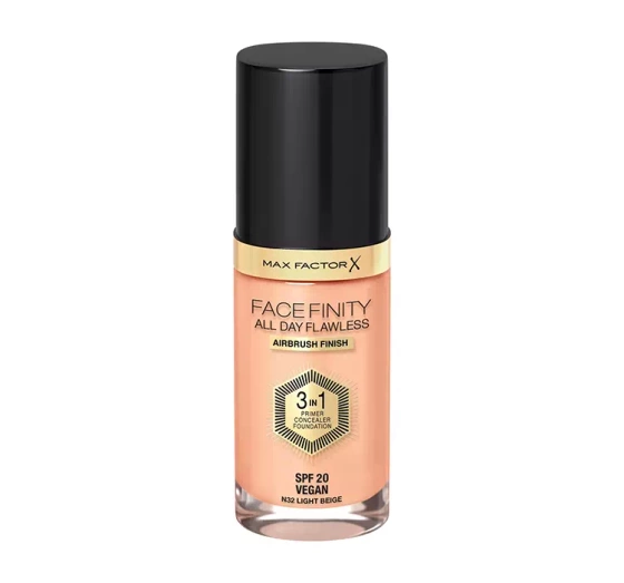 Max Factor Facefinity All Day Flawless 3 in1 wegański podkład N32 Light Beige 30 ml