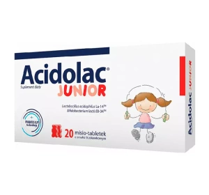 Acidolac Junior suplement diety dla dzieci i dorosłych truskawka 20 tabletek