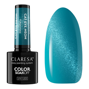 Claresa Cat Eye Neon hybrydowy lakier do paznokci Turquoise 5 g