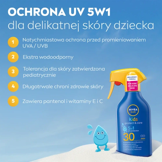 NIVEA SUN Kids Protect & Care spray do opalania dla dzieci z wysoką ochroną SPF30 250 ml