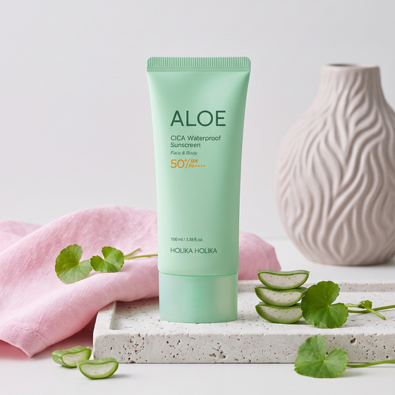 Holika Holika Aloe CICA Waterproof Sunscreen SPF50+ PA++++ wodoodporny krem-żel przeciwsłoneczny do ciała i twarzy 100 ml
