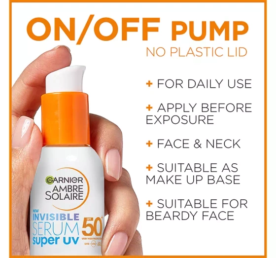 Garnier Ambre Solaire Super UV invisible ochronne serum do twarzy SPF50+ 30ml