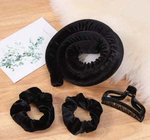 Sister Young Lisa zestaw do kręcenia włosów wałek + 2 scrunchie + klips Black