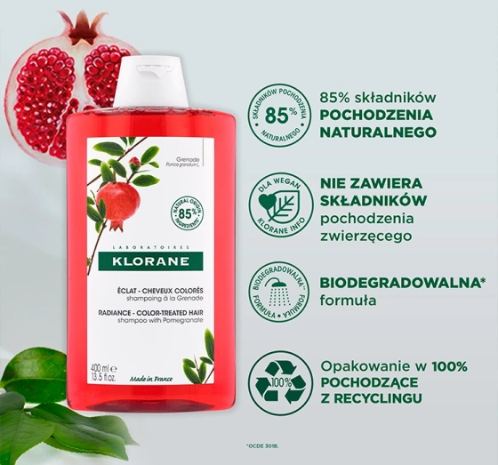 Klorane Granat szampon do włosów farbowanych 400 ml