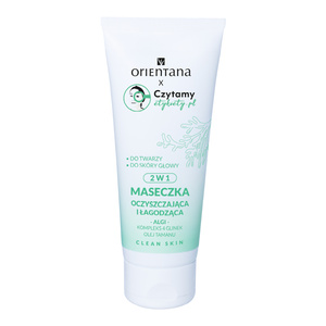Orientana x Czytamy Etykiety.pl maseczka oczyszczająca i łagodząca 2w1 z kompleksem 4 glinek 75 ml 