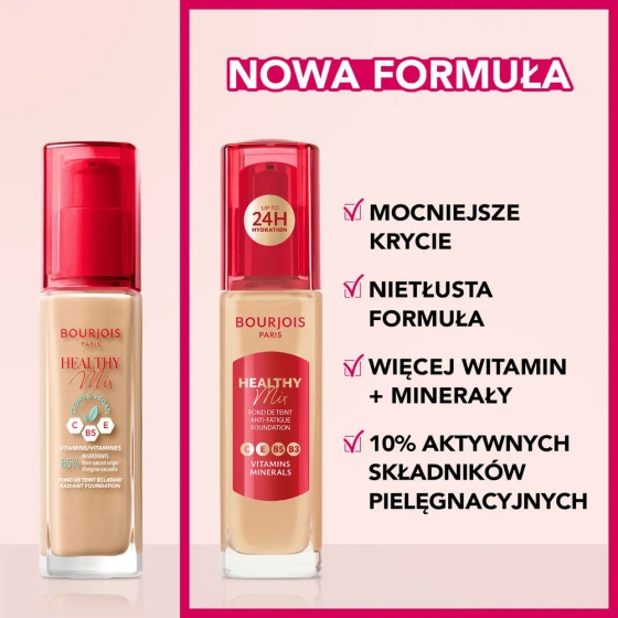 Bourjois Healthy Mix podkład niwelujący oznaki zmęczenia z kompleksem witamin i minerałów 50.5N Light Ivory 30 ml