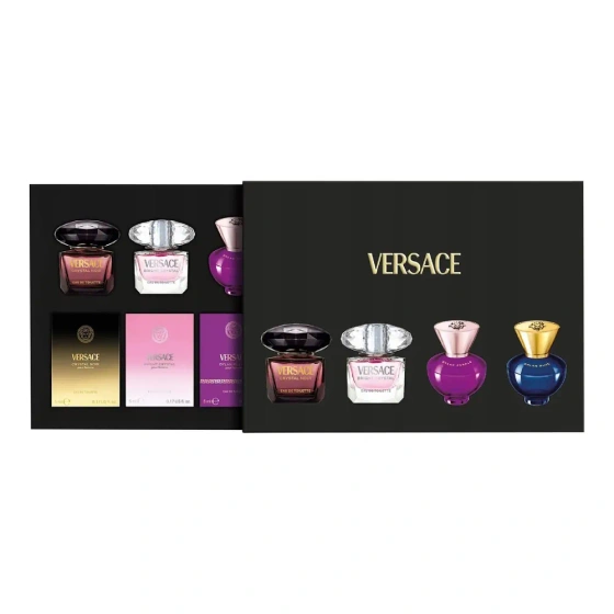 Versace woda toaletowa Crystal Noir 5 ml +  Bright Crystal 5 ml + woda perfumowana Dylan Purple Pour Femme + Dylan Blue Pour Femme 5 ml